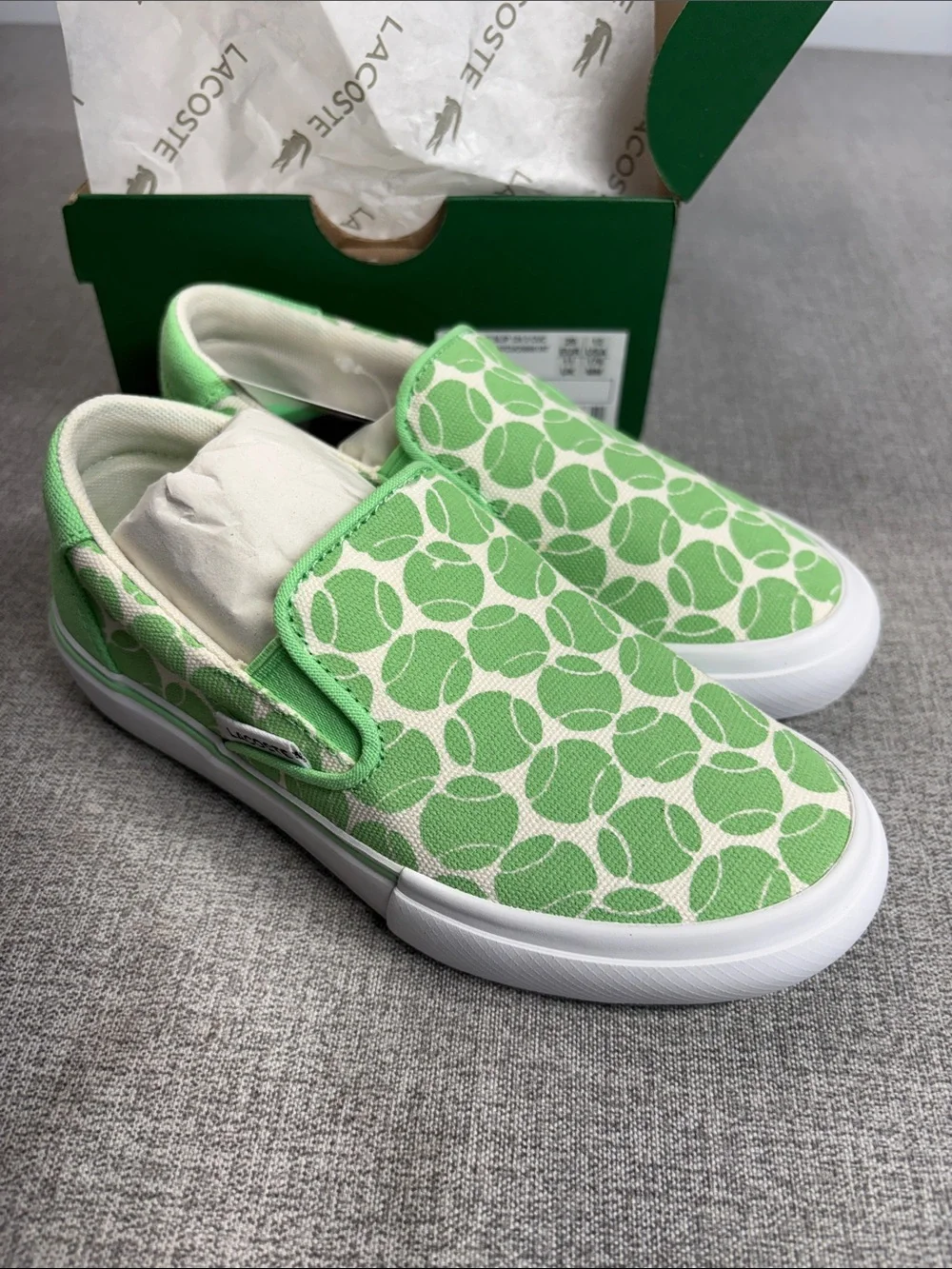 Lacoste Jump Serve Green and White Slip-On Canvas Sneakers Children’s Size 12 US